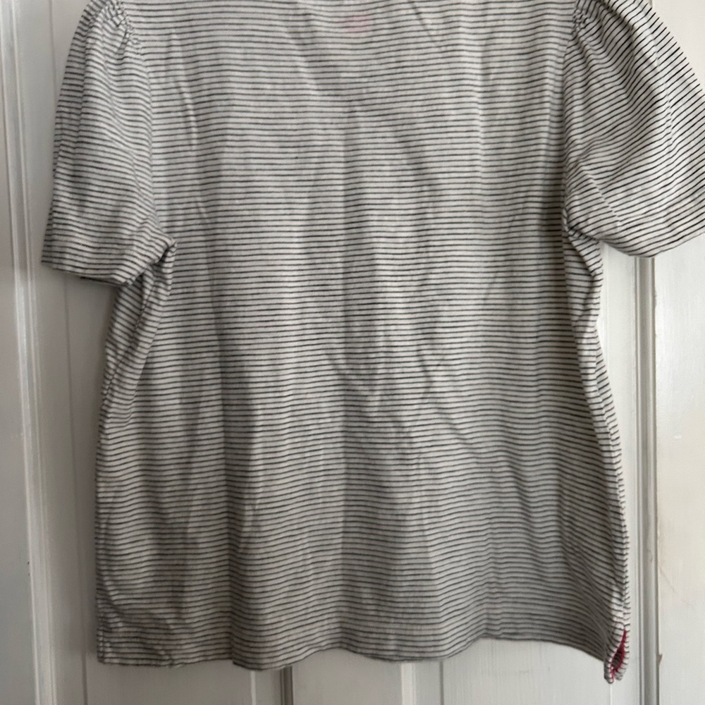 Boden Black and White Striped Puff Sleeve Tee - Picture 2 of 5